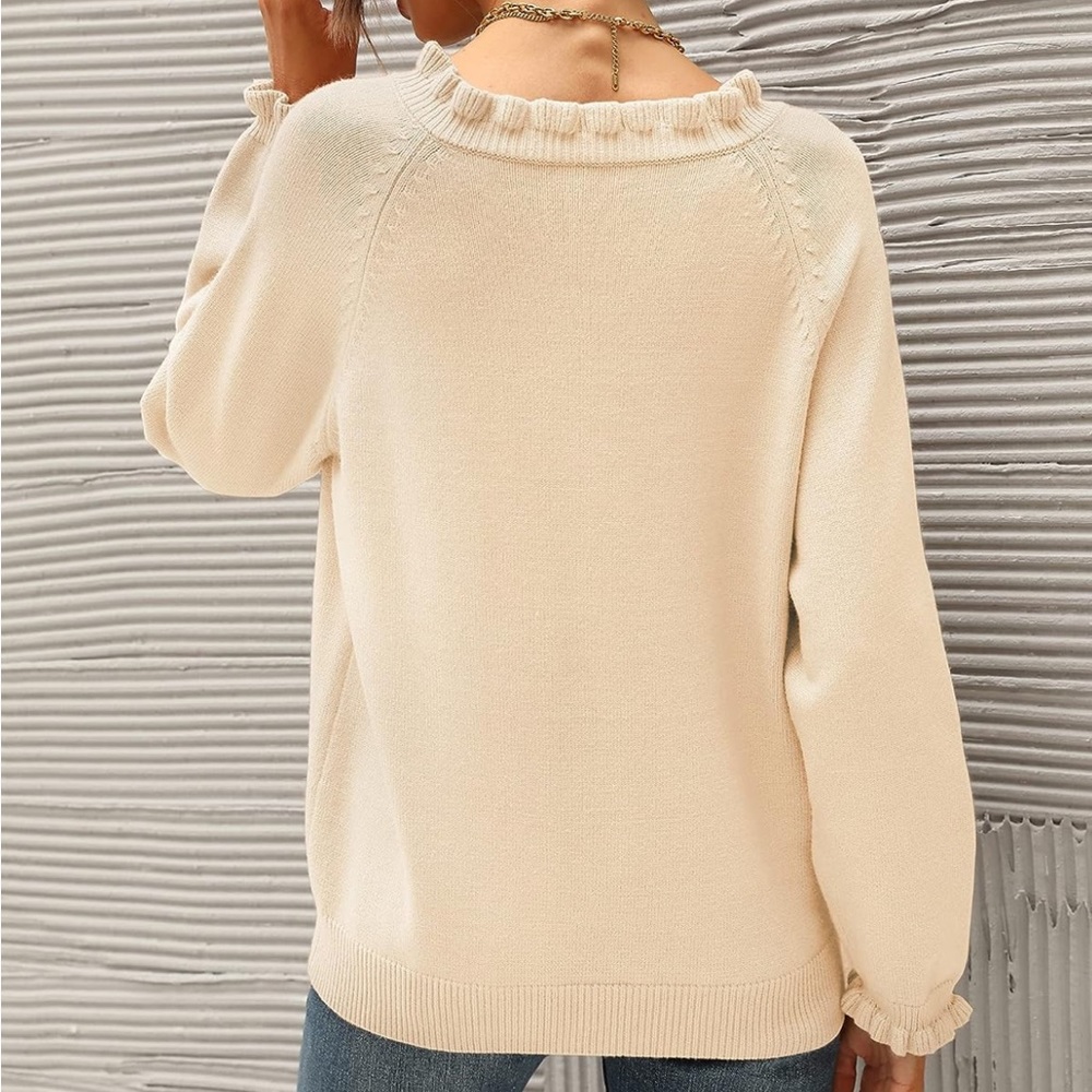 Ruffle Button Down Sweater - Picture 3 of 3
